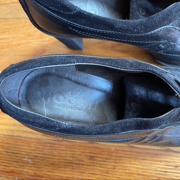 Hogan Black Suede Elastic Slip On Heeled Sneaker Booties Vintage - Picture 7 of 9